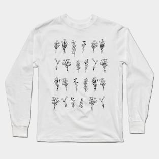 Wildflowers One Line Art Flowers Pattern Pack Long Sleeve T-Shirt